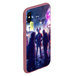 Чехол iPhone XS Max матовый Маска Watch dogs Z, цвет: 3D-малиновый — фото 2