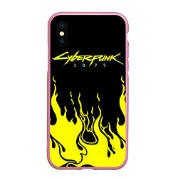 Чехол iPhone XS Max матовый CYBERPUNK 2077, цвет: 3D-розовый