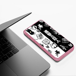 Чехол iPhone XS Max матовый Атака на титанов, цвет: 3D-малиновый — фото 2