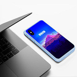 Чехол iPhone XS Max матовый HUSH, цвет: 3D-голубой — фото 2