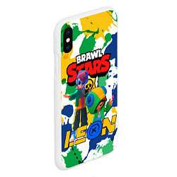 Чехол iPhone XS Max матовый BRAWL STARS LEON, цвет: 3D-белый — фото 2