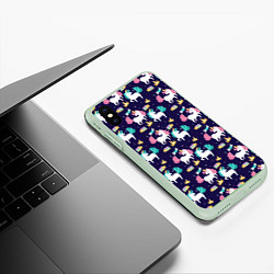 Чехол iPhone XS Max матовый Unicorn pattern, цвет: 3D-салатовый — фото 2