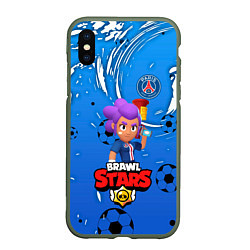 Чехол iPhone XS Max матовый BRAWL STARS SHELLY PSG, цвет: 3D-темно-зеленый