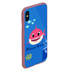 Чехол iPhone XS Max матовый Mummy shark, цвет: 3D-малиновый — фото 2