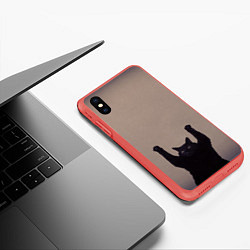 Чехол iPhone XS Max матовый Кот сдается, цвет: 3D-красный — фото 2