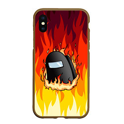 Чехол iPhone XS Max матовый Among Us Fire Z, цвет: 3D-коричневый