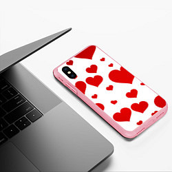 Чехол iPhone XS Max матовый Сердечки, цвет: 3D-баблгам — фото 2