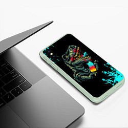 Чехол iPhone XS Max матовый Godzilla, цвет: 3D-салатовый — фото 2