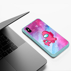 Чехол iPhone XS Max матовый Among Us Baby Z, цвет: 3D-мятный — фото 2