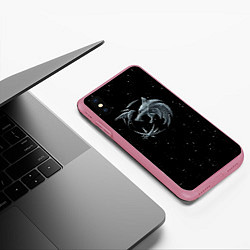 Чехол iPhone XS Max матовый Ведьмак Зима, цвет: 3D-малиновый — фото 2