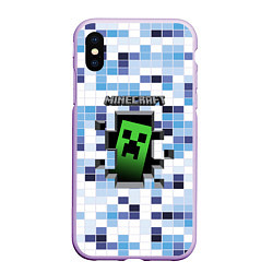 Чехол iPhone XS Max матовый Minecraft S, цвет: 3D-сиреневый