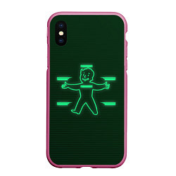 Чехол iPhone XS Max матовый Vault-Boy HP, цвет: 3D-малиновый