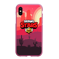 Чехол iPhone XS Max матовый BRAWL STARS, цвет: 3D-малиновый