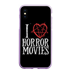 Чехол iPhone XS Max матовый I Love Horror Movies, цвет: 3D-сиреневый