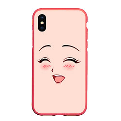 Чехол iPhone XS Max матовый Сonfused anime face, цвет: 3D-красный