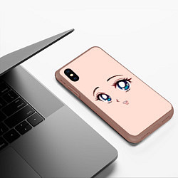 Чехол iPhone XS Max матовый Surprised anime face, цвет: 3D-коричневый — фото 2