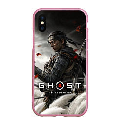 Чехол iPhone XS Max матовый Ghost of Tsushima, цвет: 3D-розовый