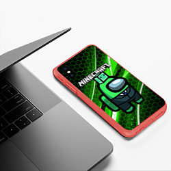 Чехол iPhone XS Max матовый Among Us х Minecraft Z, цвет: 3D-красный — фото 2