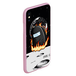 Чехол iPhone XS Max матовый Among Us fire, цвет: 3D-розовый — фото 2