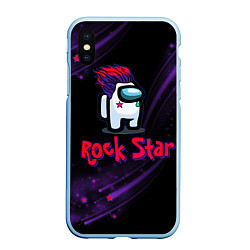 Чехол iPhone XS Max матовый Among Us Rock Star, цвет: 3D-голубой