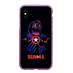 Чехол iPhone XS Max матовый Sum 41 череп, цвет: 3D-фиолетовый