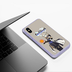 Чехол iPhone XS Max матовый Genshin impactАльбедо, цвет: 3D-светло-сиреневый — фото 2