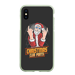 Чехол iPhone XS Max матовый Christmas Club Party, цвет: 3D-салатовый