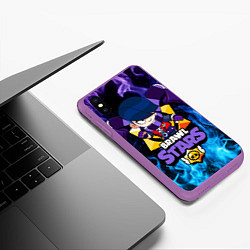 Чехол iPhone XS Max матовый BRAWL STARS EDGAR, цвет: 3D-фиолетовый — фото 2