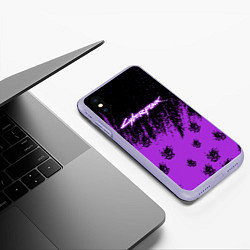 Чехол iPhone XS Max матовый Cyberpunk neon, цвет: 3D-светло-сиреневый — фото 2