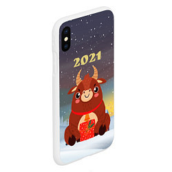 Чехол iPhone XS Max матовый Бык с подарками 2021, цвет: 3D-белый — фото 2