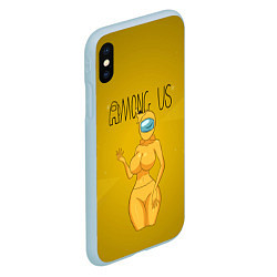Чехол iPhone XS Max матовый Among Us желтая, цвет: 3D-голубой — фото 2