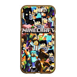 Чехол iPhone XS Max матовый MINECRAFT, цвет: 3D-коричневый