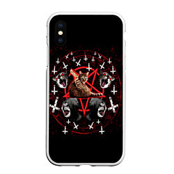 Чехол iPhone XS Max матовый Satanic Cat, цвет: 3D-белый