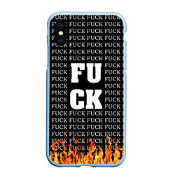 Чехол iPhone XS Max матовый F*CK F*CK F*CK, цвет: 3D-голубой