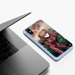 Чехол iPhone XS Max матовый Аска Евангелион, цвет: 3D-голубой — фото 2