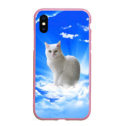 Чехол iPhone XS Max матовый Кот в облаках, цвет: 3D-розовый