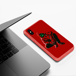 Чехол iPhone XS Max матовый Strong, цвет: 3D-красный — фото 2