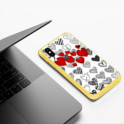Чехол iPhone XS Max матовый Сердца, цвет: 3D-желтый — фото 2