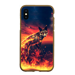 Чехол iPhone XS Max матовый Огненная лиса, цвет: 3D-коричневый