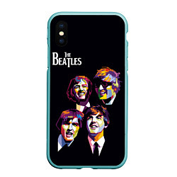 Чехол iPhone XS Max матовый The Beatles, цвет: 3D-мятный