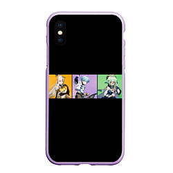 Чехол iPhone XS Max матовый Genshin Impact - Полоса, цвет: 3D-сиреневый