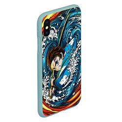 Чехол iPhone XS Max матовый Танджиро Камадо Клинок демонов, цвет: 3D-мятный — фото 2