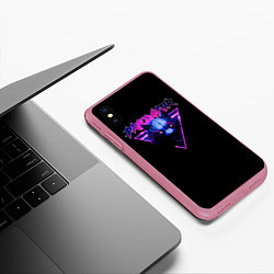 Чехол iPhone XS Max матовый Хищник неон, цвет: 3D-малиновый — фото 2