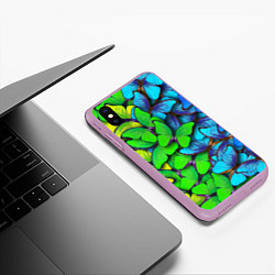 Чехол iPhone XS Max матовый Радужные бабочки, цвет: 3D-сиреневый — фото 2