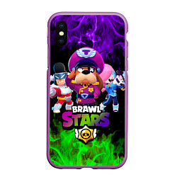 Чехол iPhone XS Max матовый Brawl Stars the StarrForce, цвет: 3D-фиолетовый