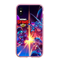 Чехол iPhone XS Max матовый StarrForce, цвет: 3D-розовый