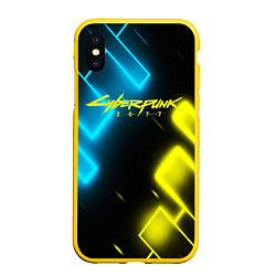 Чехол iPhone XS Max матовый CYBERPUNK2077 КИБЕРПАНК, цвет: 3D-желтый