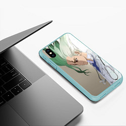 Чехол iPhone XS Max матовый Доктор Стоун, цвет: 3D-мятный — фото 2