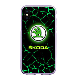 Чехол iPhone XS Max матовый SKODA, цвет: 3D-светло-сиреневый