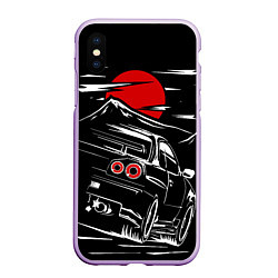 Чехол iPhone XS Max матовый Skyline R 34 R34 скайлайн, цвет: 3D-сиреневый